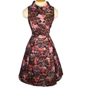 Taylor Sleeveless Funnel Neck Fit and Flare Dress